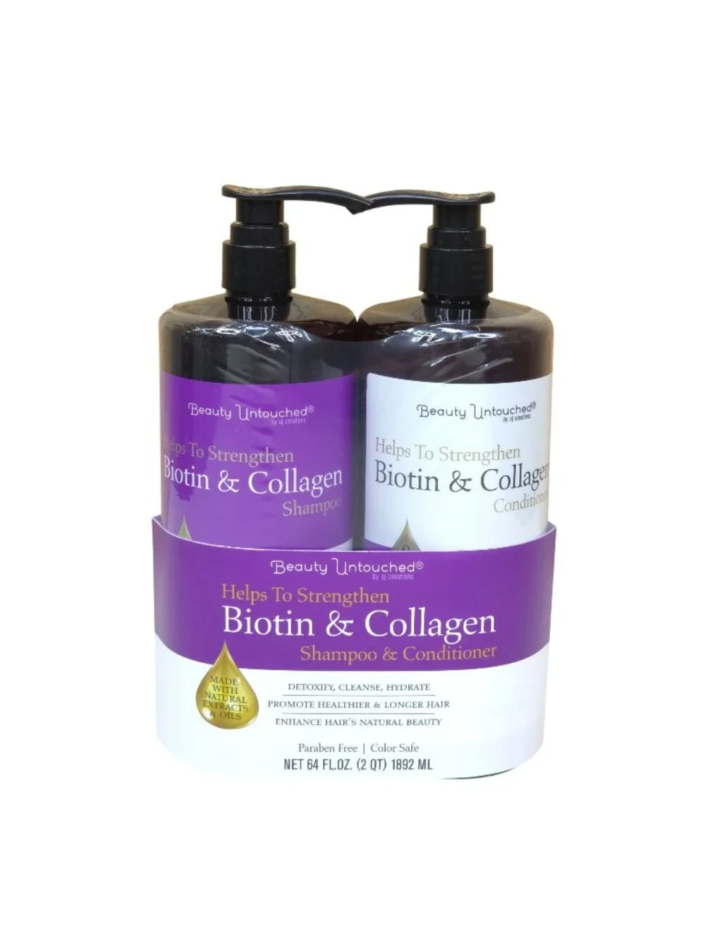 Beauty Untouched Biotin Collagen Shampoo & Conditioner Strengthening JUMBO SIZE